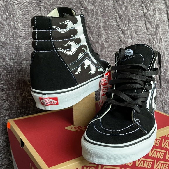 Vans Sk8-Hi Flame Black/White MENS - Picture 10 of 16